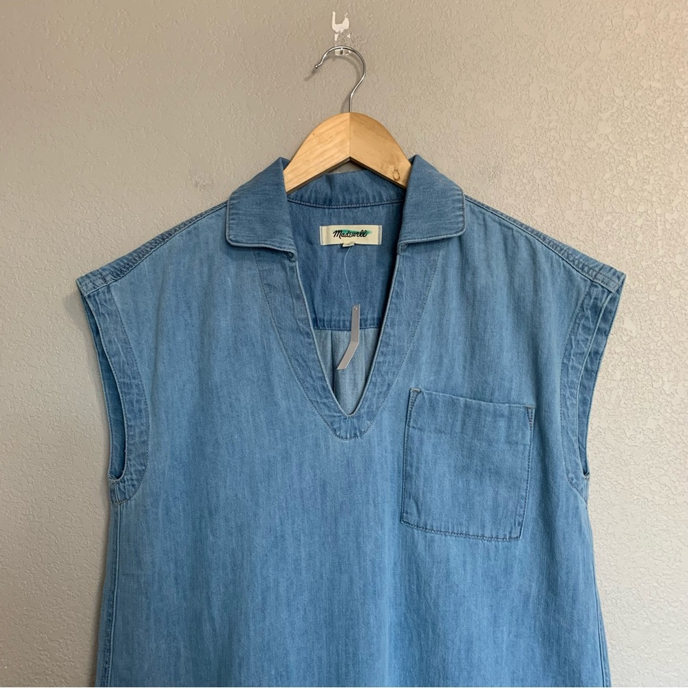 Madewell Denim Tunic Dress in Kelleyville Wash Size Medium NWT Blue Jean Dress - Picture 5 of 17